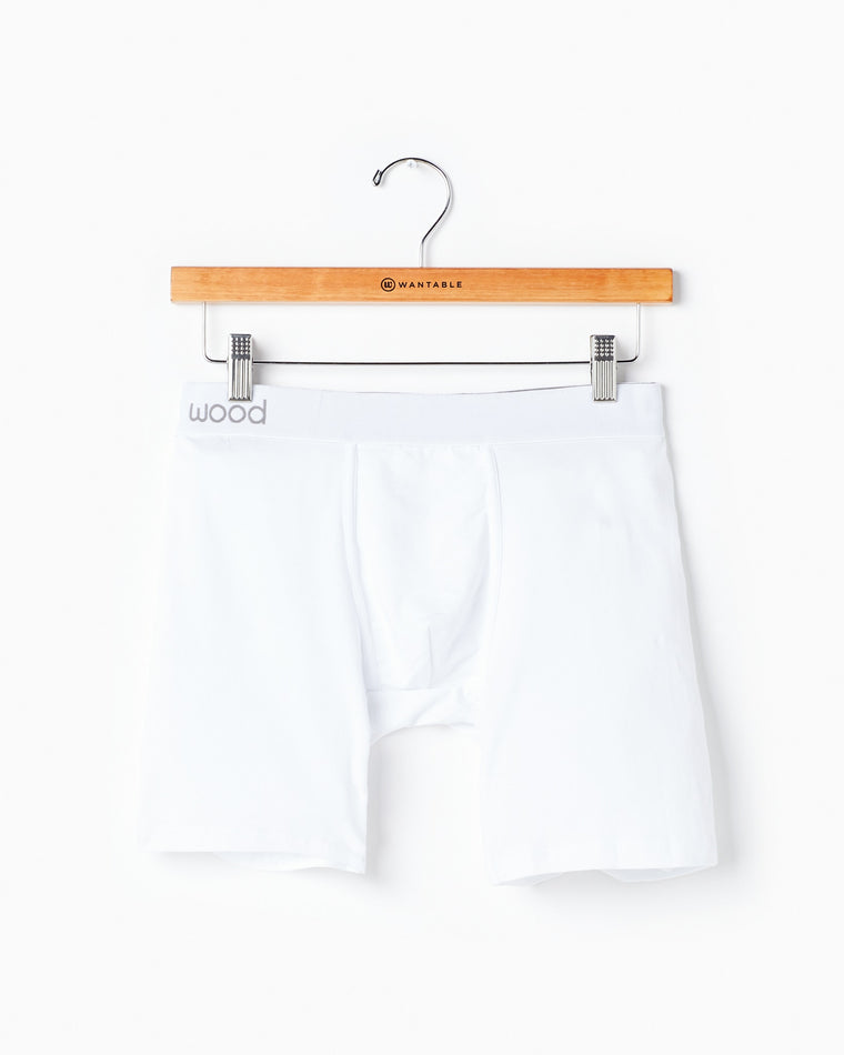 White $|& Wood Underwear 6" Biker Brief With Fly - Hanger Front