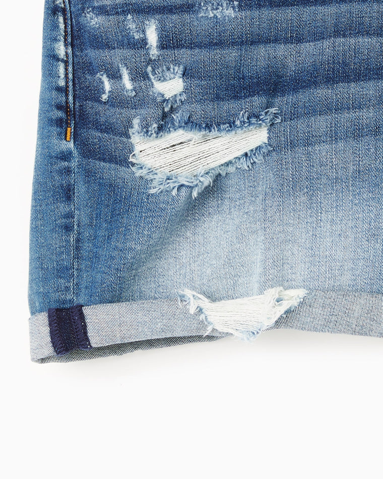 Medium Wash $|& Vigoss Marley Midrise Double Roll Cuff Short - Hanger Detail