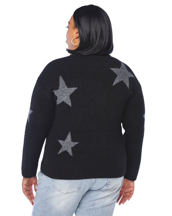 Black $|& Vigoss Crew Neck Star Print Sweater - SOF Back