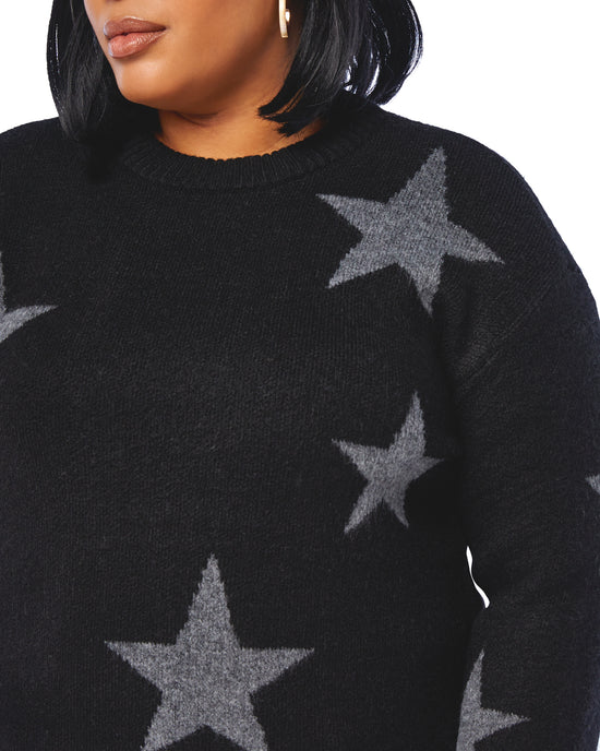 Black $|& Vigoss Crew Neck Star Print Sweater - SOF Detail