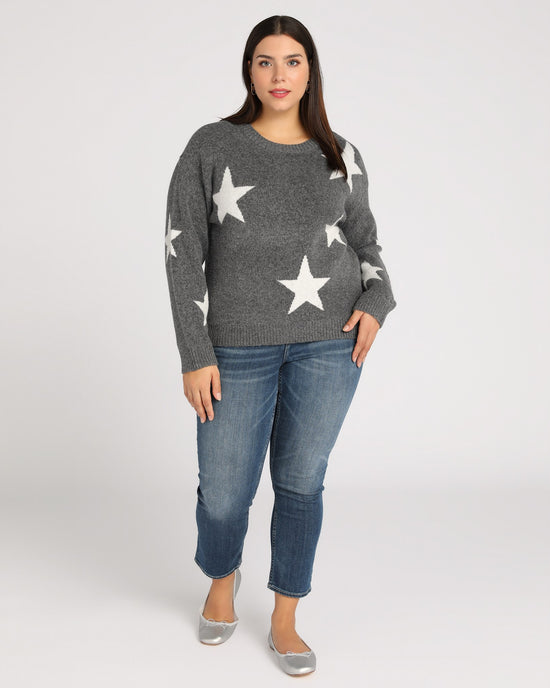 Grey $|& Vigoss Crew Neck Star Print Sweater - SOF Full Front