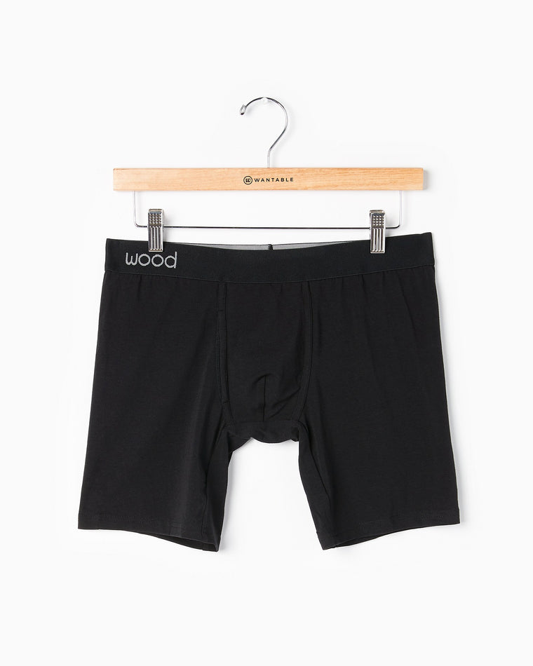 Black $|& Wood Underwear 6" Biker Brief With Fly - Hanger Front
