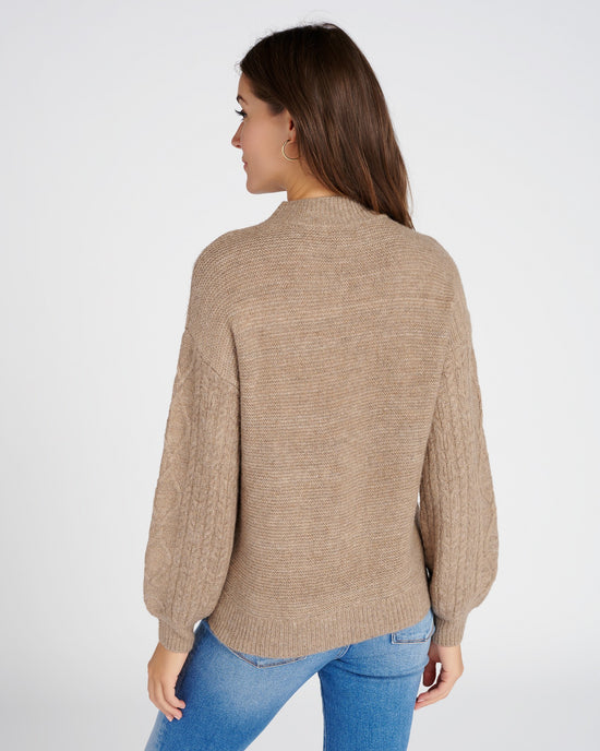 Mushroom Brown $|& Vigoss Cable Sleeve Sweater - SOF Back