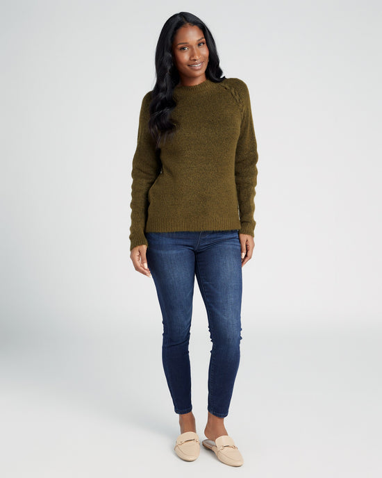 Olive $|& Vigoss Braided Pullover Sweater - SOF Full Front
