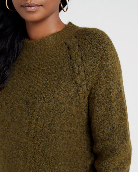 Olive $|& Vigoss Braided Pullover Sweater - SOF Detail