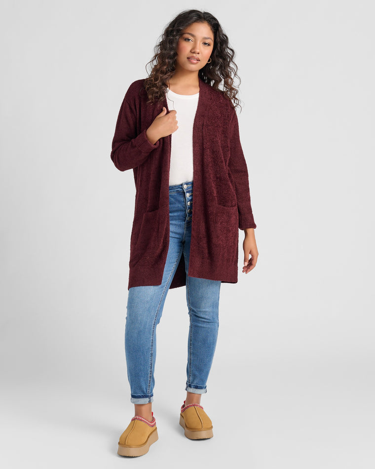 Wine $|& Search For Sanity Cozy Cardigan - SOF Front