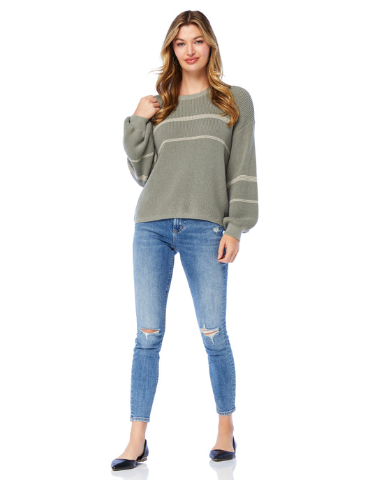 Fern Stripe $|& Gentle Fawn Fonda Pullover Sweater - SOF Full Front