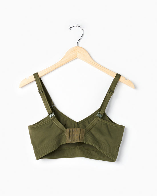 Olive Night $|& Curvy Couture Seamless Wire-Free Bra - Hanger Back