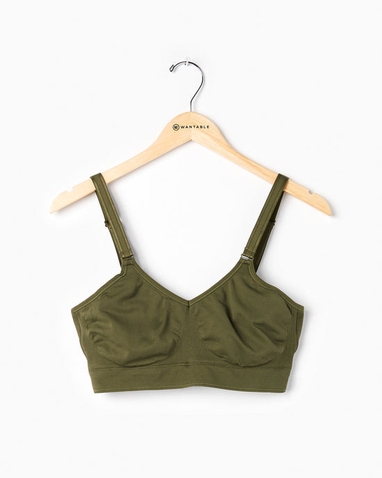 Olive Night $|& Curvy Couture Seamless Wire-Free Bra - Hanger Front