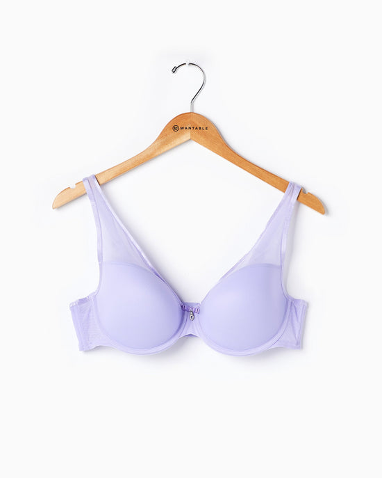 Lavender Mist $|& Curvy Couture Sheer Mesh Plunge T-Shirt Bra - Hanger Front