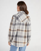 Charcoal Taupe Plaid $|& Thread & Supply Tullis Polar Fleece Shacket - SOF Back