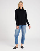 Black $|& 525 Adyson Parker Turtleneck Chevron Ribbed Sweater - SOF Full Front