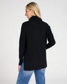 Black $|& 525 Adyson Parker Turtleneck Chevron Ribbed Sweater - SOF Back