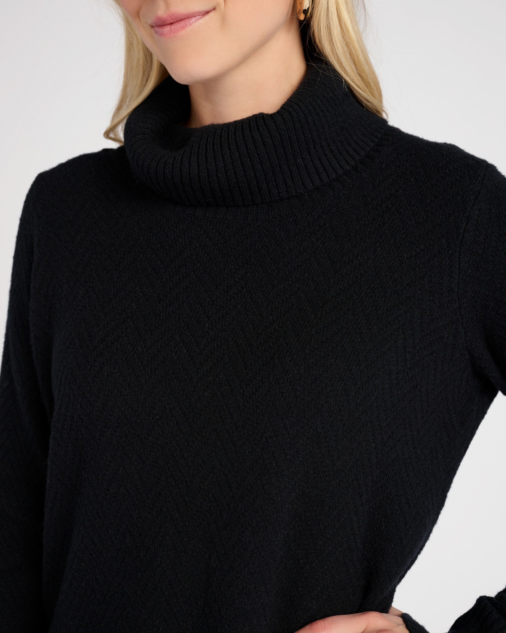 Black $|& 525 Adyson Parker Turtleneck Chevron Ribbed Sweater - SOF Detail
