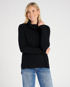 Black $|& 525 Adyson Parker Turtleneck Chevron Ribbed Sweater - SOF Front