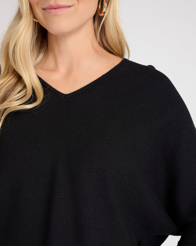 Black $|& 525 Adyson Parker V-Neck Dolman Sleeve Sweater - SOF Detail