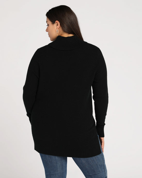 Black $|& 525 Adyson Parker Turtleneck Chevron Ribbed Sweater - SOF Back