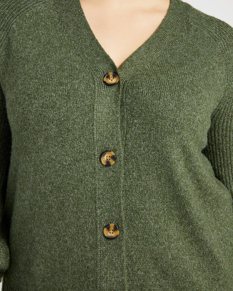 Oak Moss $|& 525 Adyson Parker Blouson Sleeve V-Neck Cardigan - SOF Detail