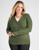Oak Moss $|& 525 Adyson Parker Blouson Sleeve V-Neck Cardigan - SOF Front