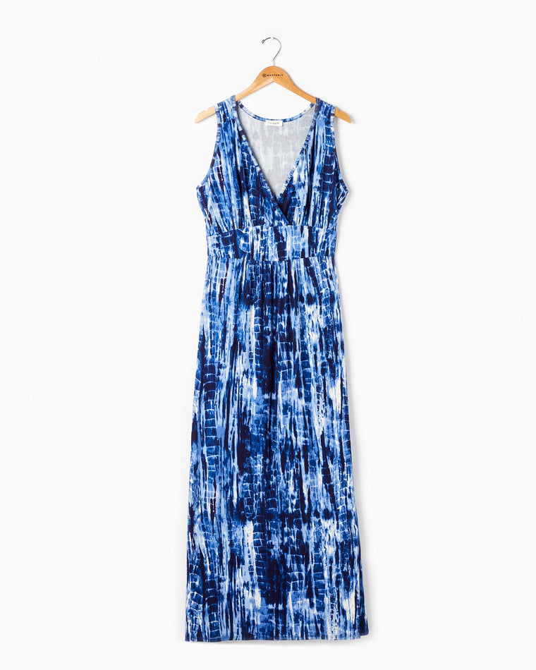 Denim $|& Loveappella Printed V-Neck Maxi Dress - Hanger Front