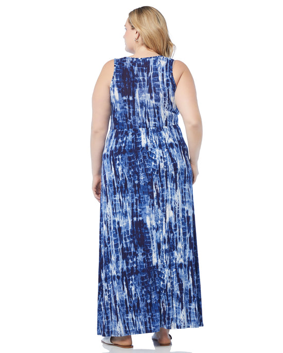 Denim $|& Loveappella Printed V-Neck Maxi Dress - SOF Back