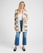 Oatmeal $|& Staccato Geo Stripe Heavy Sweater Cardigan - SOF Full Front