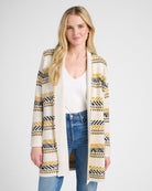 Oatmeal $|& Staccato Geo Stripe Heavy Sweater Cardigan - SOF Front