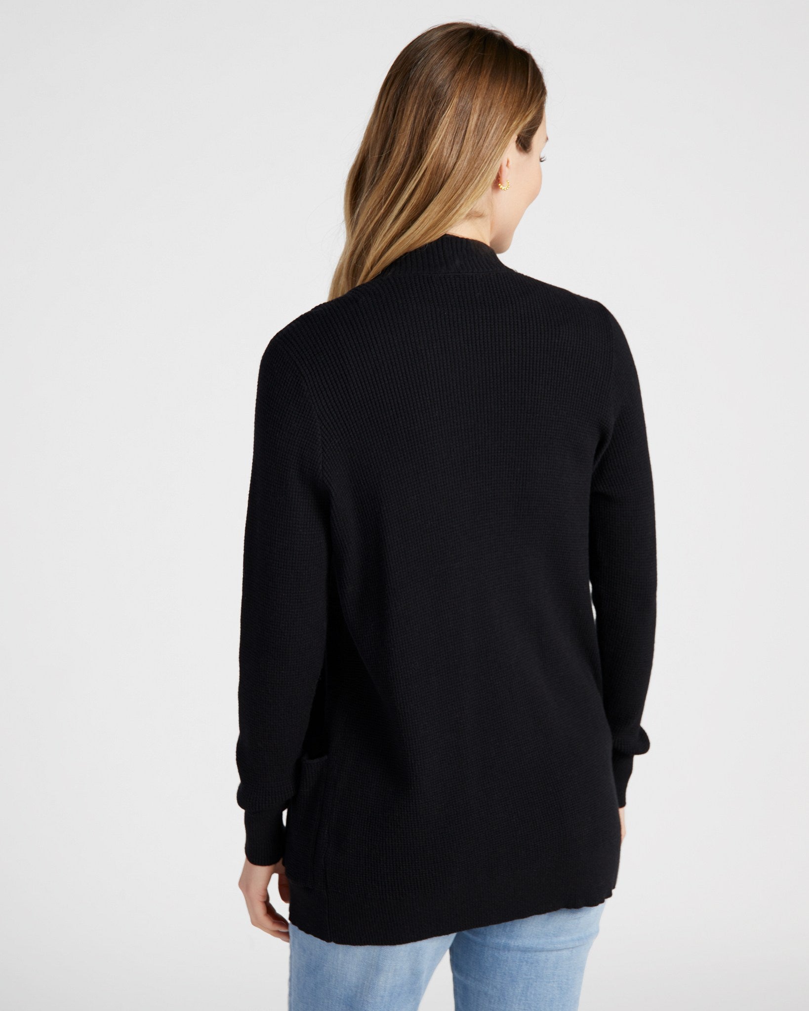 Black $|& Staccato Open Front Pocket Cardigan - SOF Back