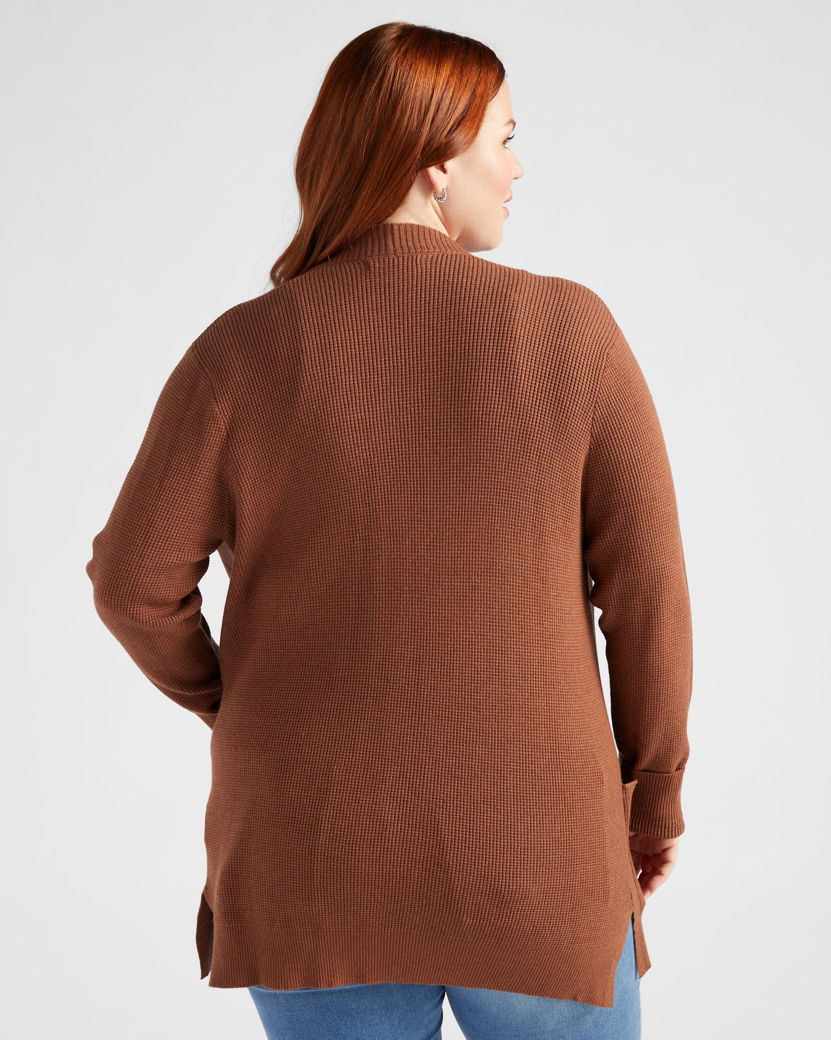 Plus Size Open Front Waffle Knit Cardigan with Pockets – Wantable