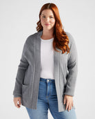 Charcoal $|& Staccato Open Front Pocket Cardigan - SOF Front