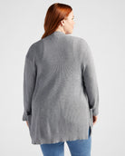 Charcoal $|& Staccato Open Front Pocket Cardigan - SOF Back