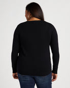 Black $|& Staccato Shoulder Button Detail Sweater - SOF Back