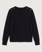 Black $|& Staccato Shoulder Button Detail Sweater - VOF Detail