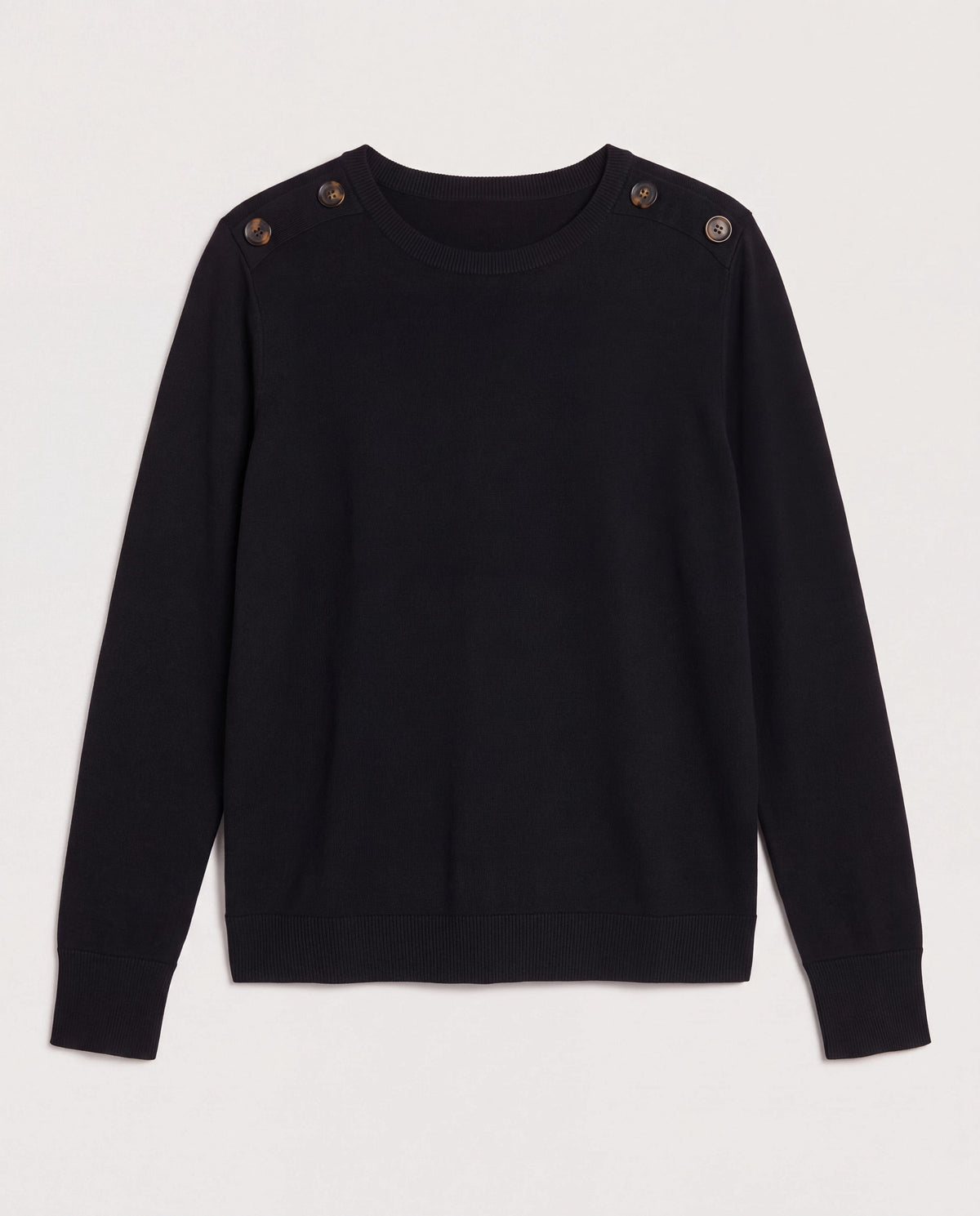 Black $|& Staccato Shoulder Button Detail Sweater - VOF Detail