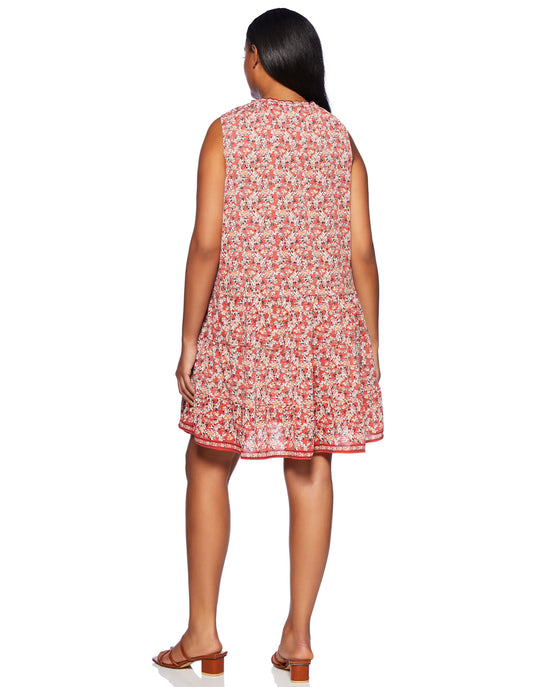 Rose Carnation $|& Max Studio Printed Knit Tier Dress - SOF Back