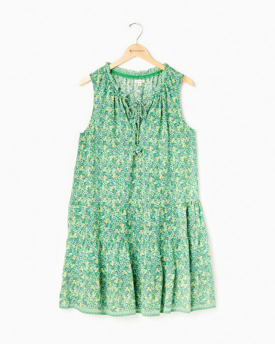 Green/Denim Ditsy $|& Max Studio Printed Knit Tier Dress - Hanger Front