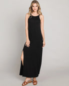 Black $|& Be Cool Halter Knit Maxi Dress - VOF Front