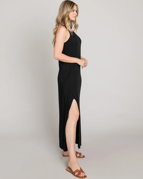 Black $|& Be Cool Halter Knit Maxi Dress - VOF Side