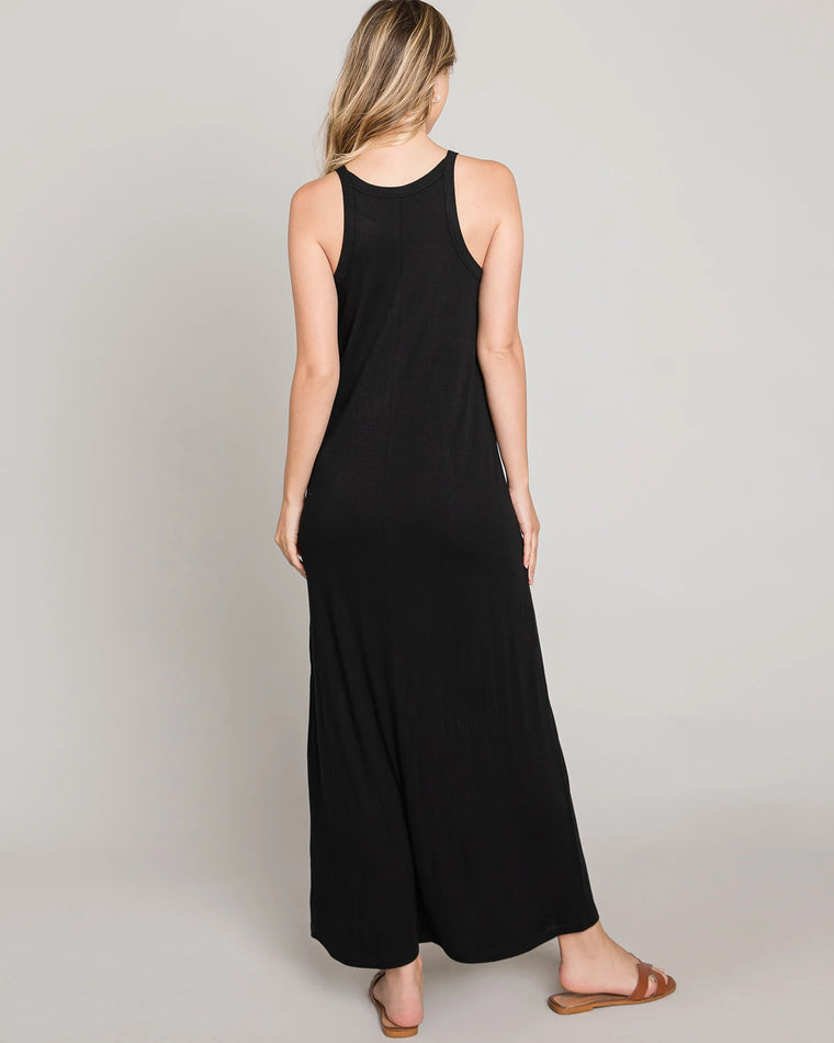 Black $|& Be Cool Halter Knit Maxi Dress - VOF Back