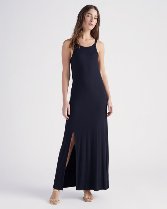 Black $|& Be Cool Halter Knit Maxi Dress - SOF Front