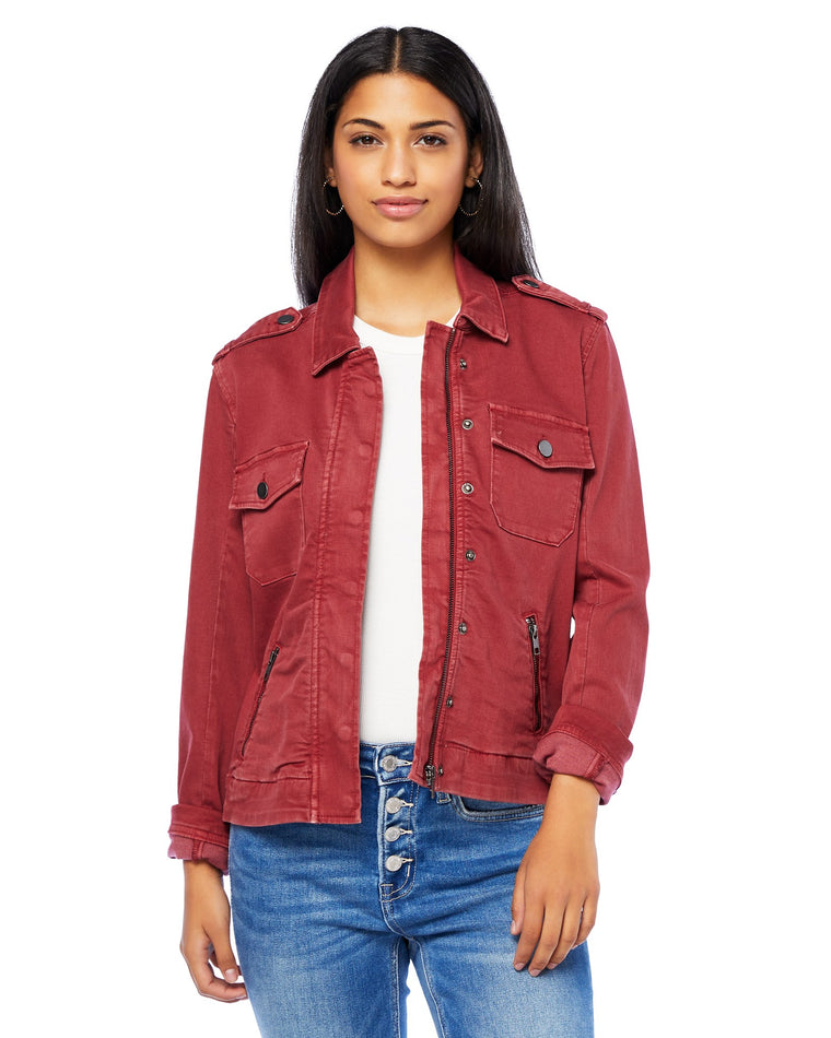Bordeaux $|& Kut From The Kloth Amanda Boxy Jacket with Front Pockets - SOF Front