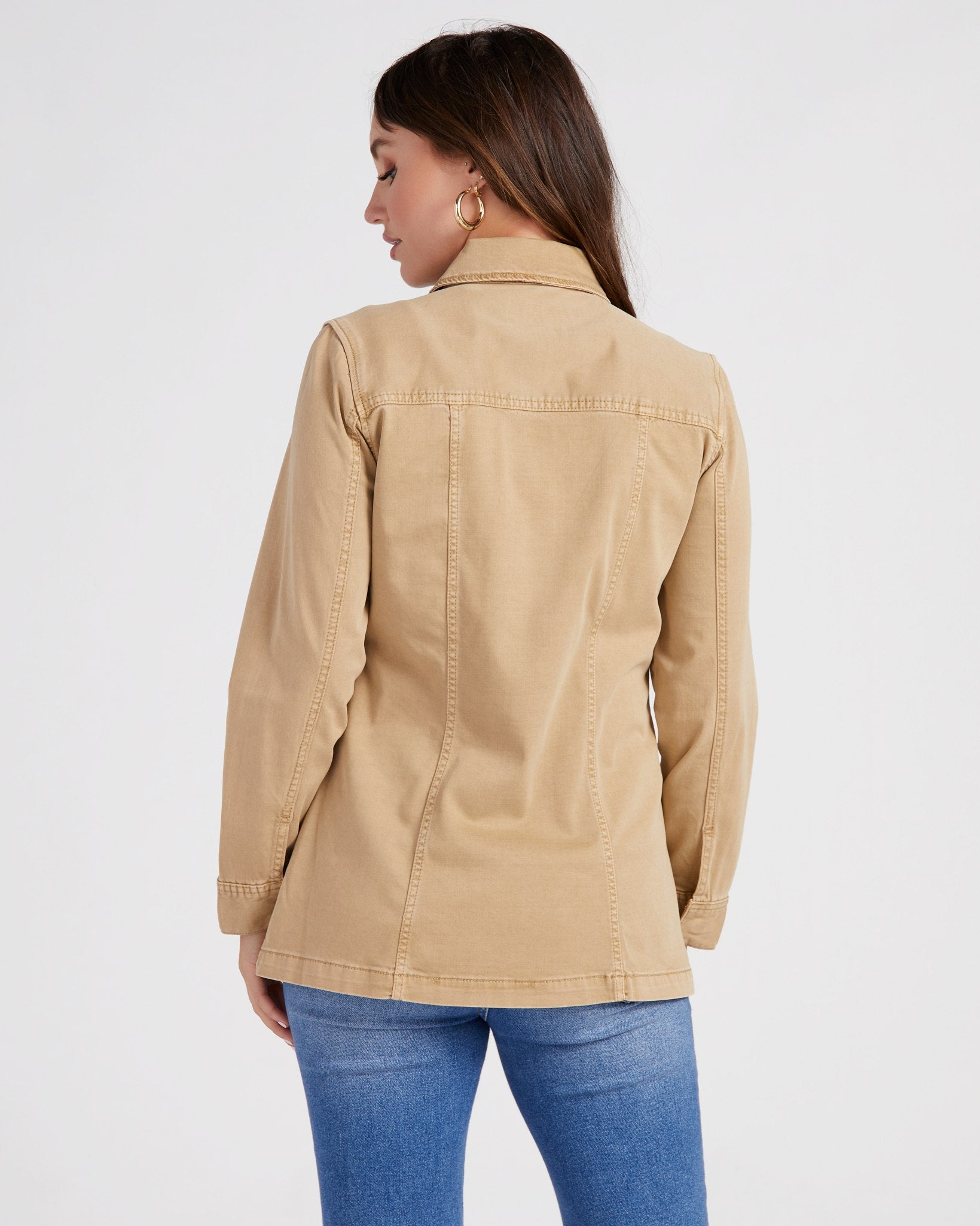 Beige cargo outlet jacket