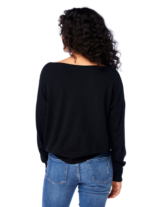 Black $|& Dreamers Pullover Ribbed Detail Sweater - SOF Back