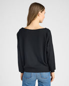 Black $|& Dreamers Pullover Ribbed Detail Sweater - SOF Back