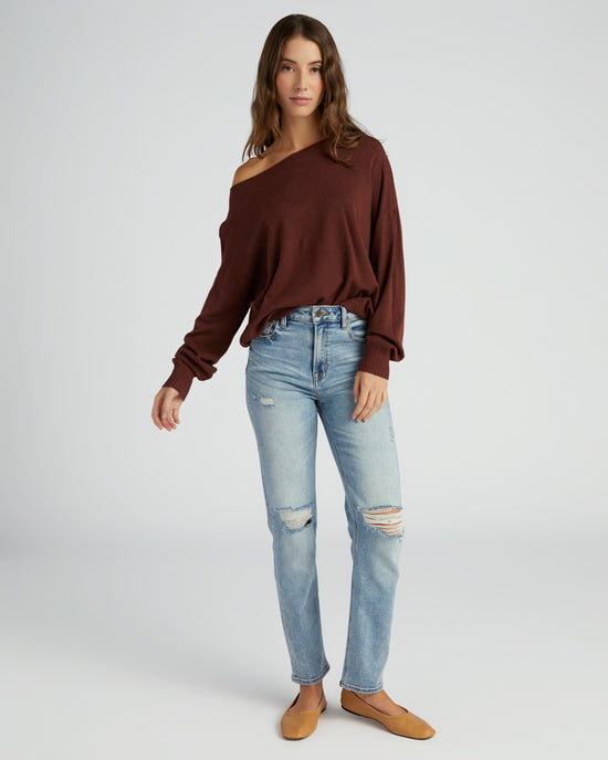 Heather Clove $|& Dreamers Pullover Ribbed Detail Sweater - SOF Full Front