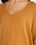 H. Maple $|& Dreamers Front Seam V-Neck Sweater - SOF Detail
