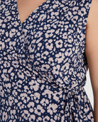 Navy/Cream $|& West Kei Printed Knit Sleeveless Wrap Top - SOF Detail