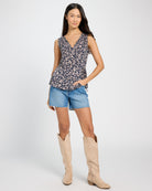 Navy Cream $|& West Kei Floral Knit Sleeveless Wrap Top - UGC On Fig