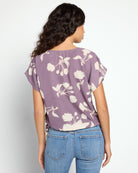 Lavender Floral $|& West Kei Floral Woven Short Sleeve Surplice Top - SOF Back