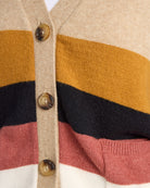 Oatmeal $|& Vigoss Striped Button Front Cardigan - SOF Detail